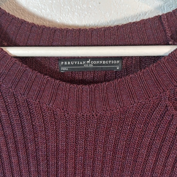 Peruvian Connection Maroon Babydoll Sweater Dress Size Medium - Picture 3 of 7